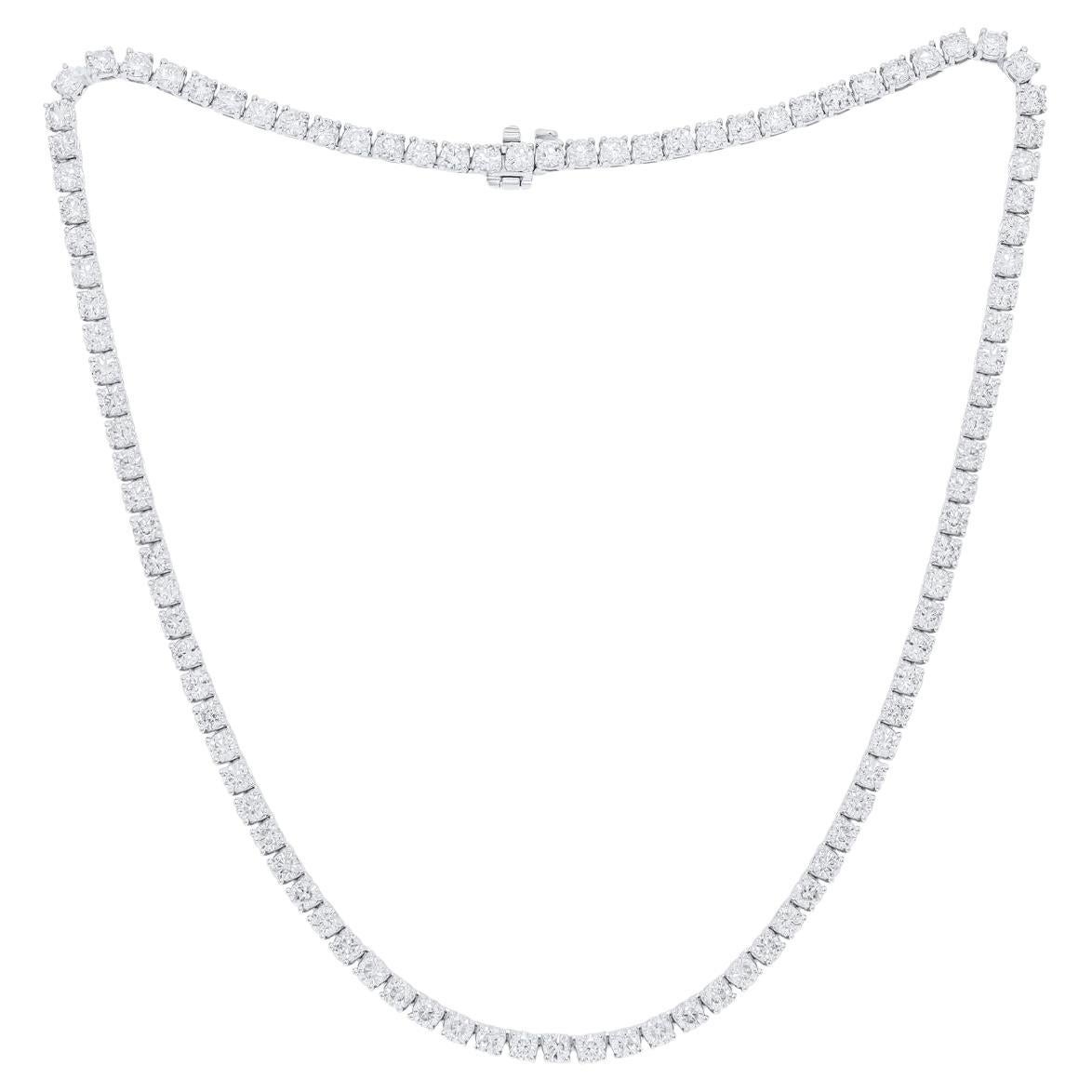 Diana M Collar de tenis de diamantes de oro blanco de 18 quilates de 27,80 quilates, 93 piedras