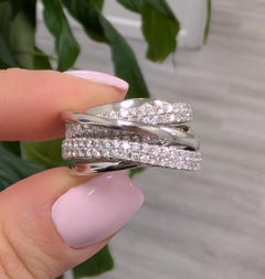 Diana M. 18K White Gold 3.00 Carat Diamond Criss-Cross Fashion Ring
