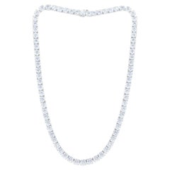 Diana M  18K White Gold 31.00Ct Diamond Tennis Necklace Set in 4 Prong, 80 St