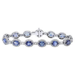Bracciale Diana M. I. in oro bianco 18 carati con diamanti da 3,75 carati e zaffiri blu da 12,15 carati