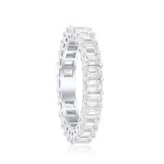 Diana M 3.75 Cts Emerald Cut Diamond Wedding Band in 18K White Gold