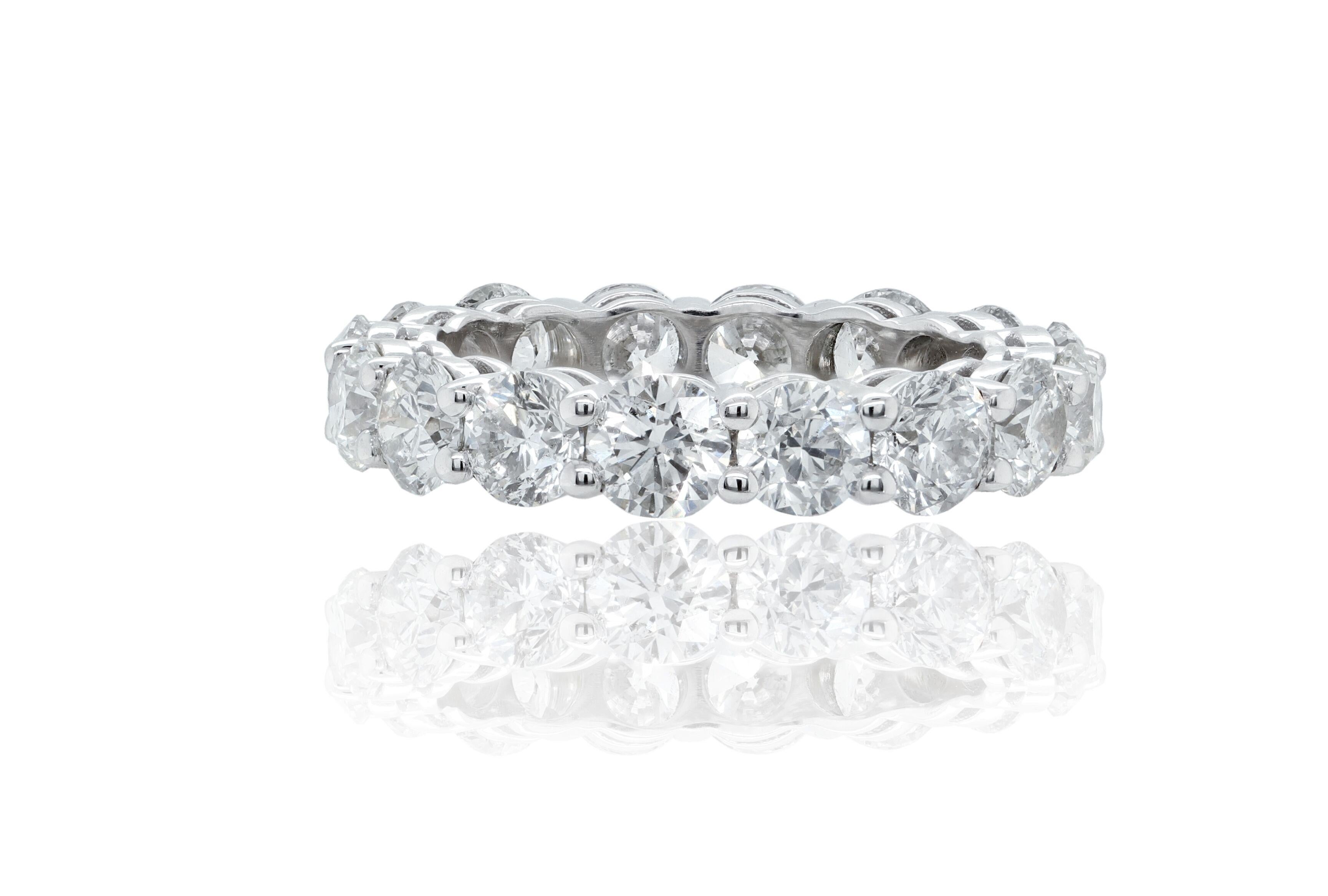 Modern Diana M 4.80 Cts Round Diamond Eternity Band in 18K White Gold For Sale
