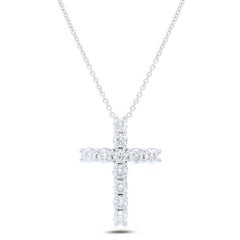 Diana M 18K White Gold 5.25 Cts Diamond Cross Pendant