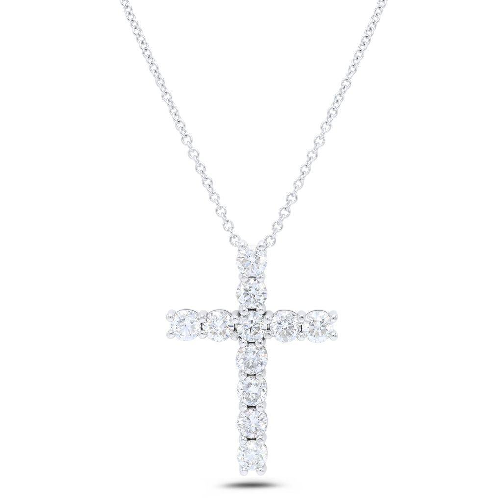 Moderne Diana M Pendentif croix en or blanc 18 carats avec diamants 5,25 carats en vente