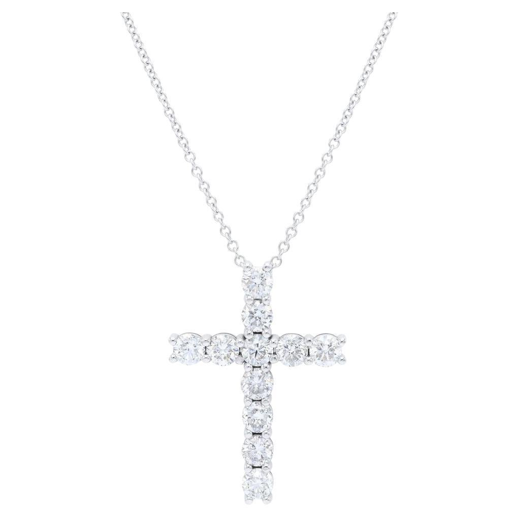 Diana M Pendentif croix en or blanc 18 carats avec diamants 5,25 carats