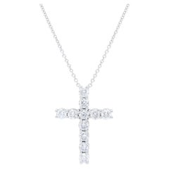 Diana M 18K White Gold 5.25 Cts Diamond Cross Pendant
