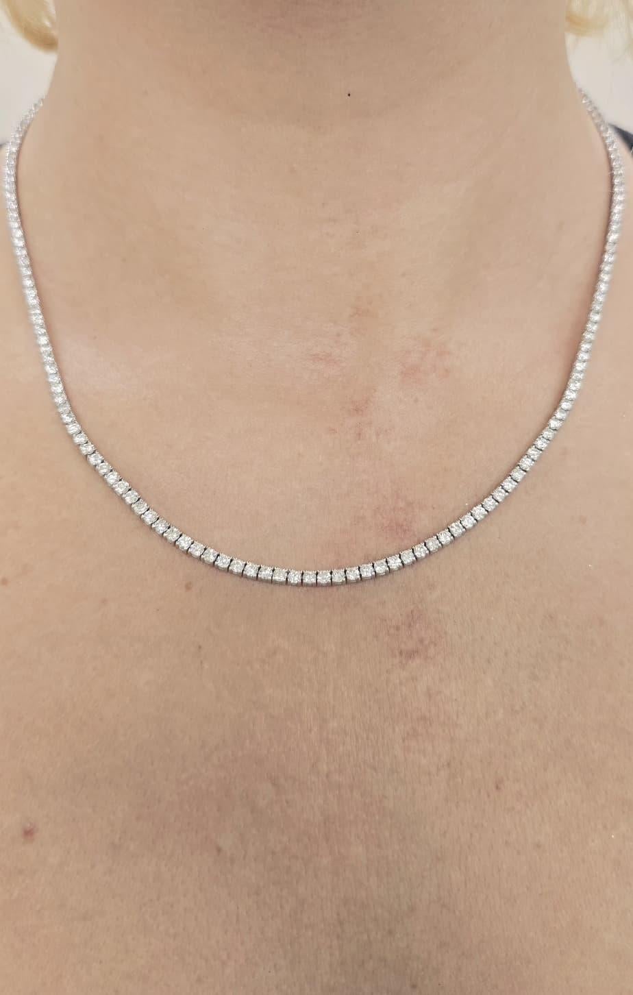 Diana M Collar Tenis Diamantes Oro Blanco 18K 8.00 Ct Moderno en venta