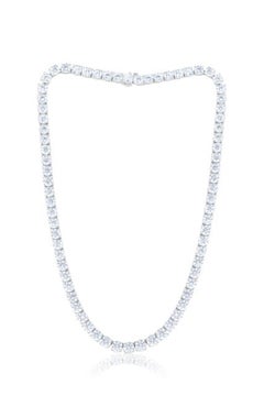 Diana M 18K White Gold Classic 41.00Ct Diamond Tennis Necklace, 72 Stones