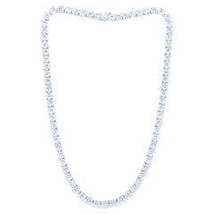 Diana M 18K White Gold Classic 41.00Ct Diamond Tennis Necklace, 72 Stones