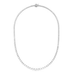 Diana M 18K White Gold Graduated 28.15 Ct Diamond Tennis Necklace, 93 Stones