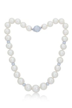 Diana M. 18K White Gold Pearl Diamond Necklace