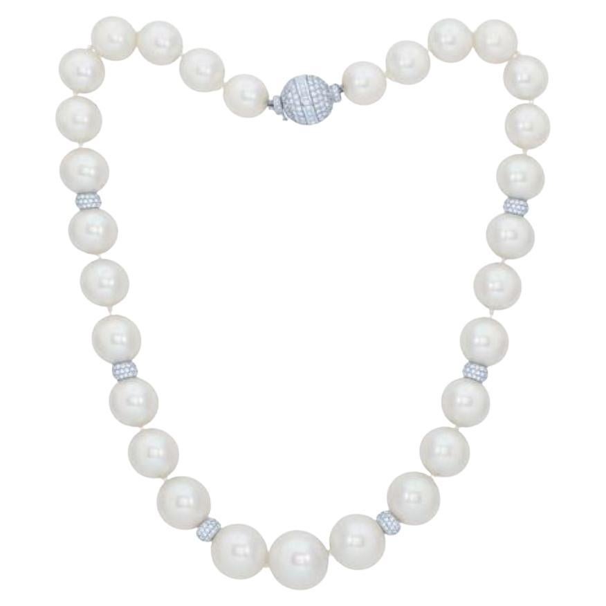 Diana M. 18K White Gold Pearl Diamond Necklace