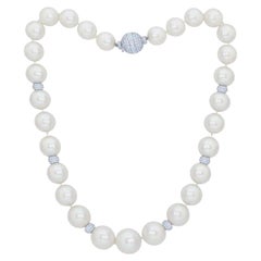 Diana M. 18K White Gold Pearl Diamond Necklace