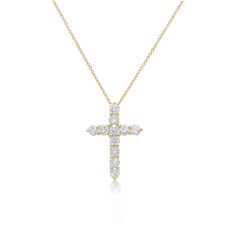 Diana m 18k Yellow Gold 1" Cross Pendant with 3.50 Cts Tw Diamonds