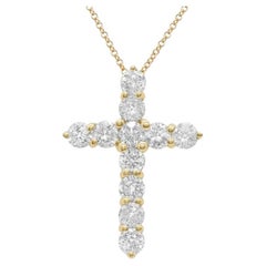 Diana m 18k Yellow Gold 1" Cross Pendant with 3.50 Cts Tw Diamonds