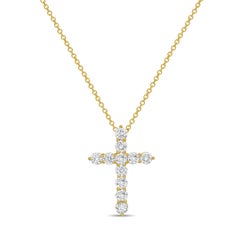 Diana M. Pendentif croix en or jaune 18 carats 1" avec diamant, poids total 1,40 carats