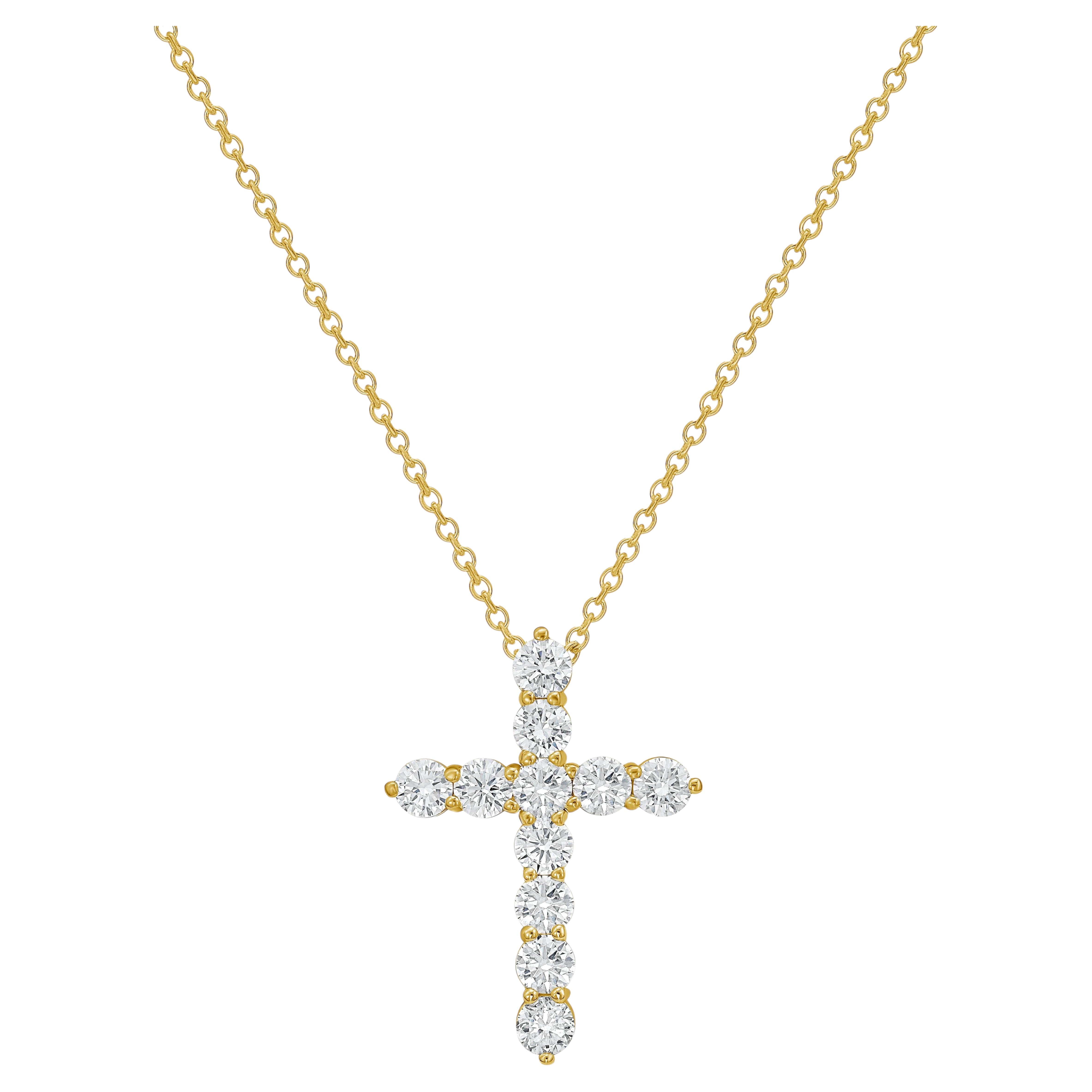 Diana M. 18K Gelbgold 1" Diamant-Kreuz-Anhänger, 1,40 Karat Gesamtgewicht im Angebot