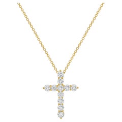 Diana M. 18K Yellow Gold 1.25" Diamond Cross Pendant, 3.25 Carats Total Weight