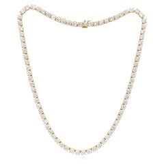 Diana M 18k Yellow Gold 17.09 CTTW Diamond Tennis Necklace in a Four Prong