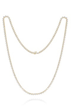 Diana M. 18K Yellow Gold 3 Prong 40.00Cts Diamond Opera-Length Tennis Necklace