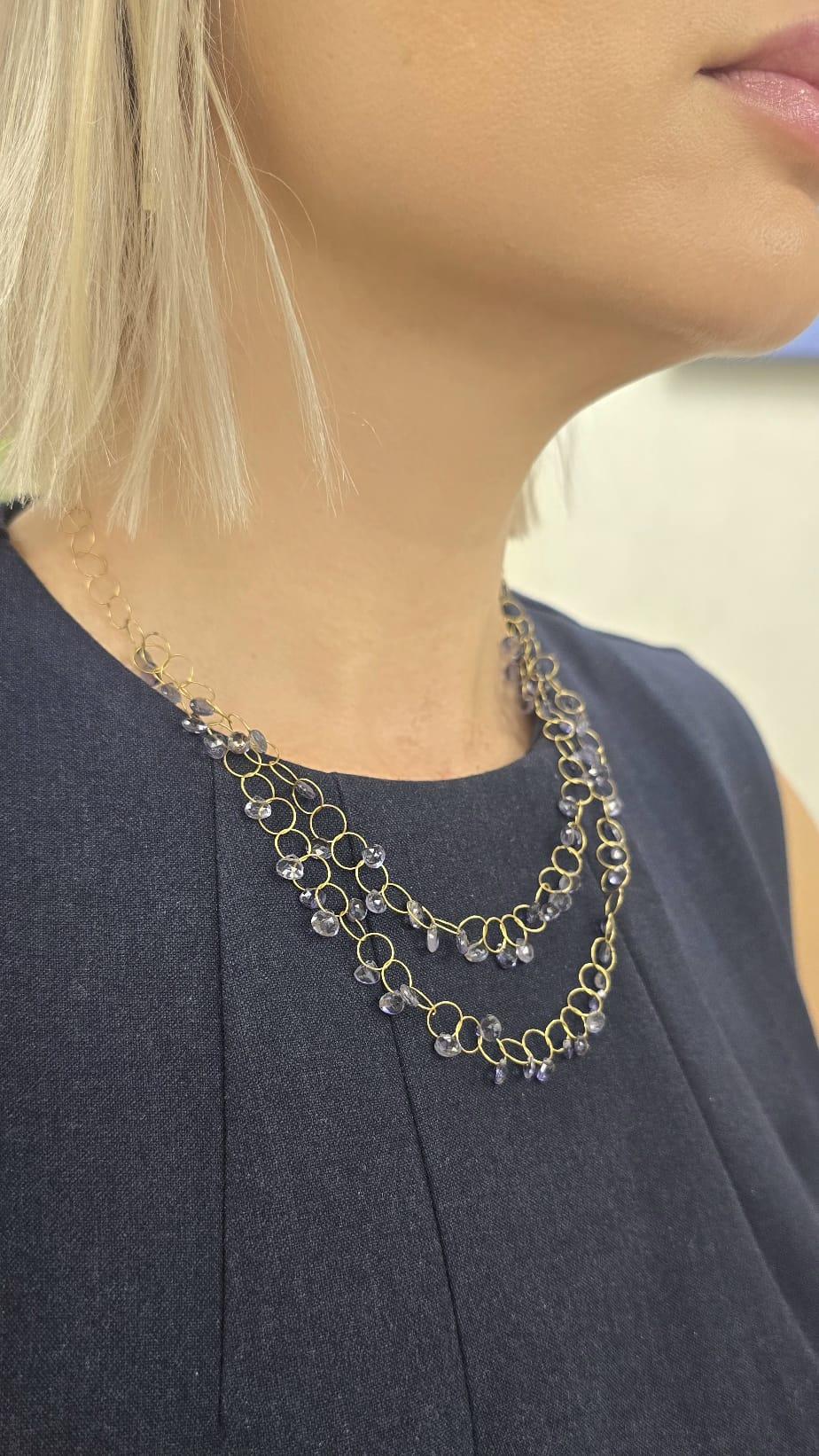 Diana M. Oro amarillo de 18 quilates 50 CT. Collar de amatista Corte redondo en venta