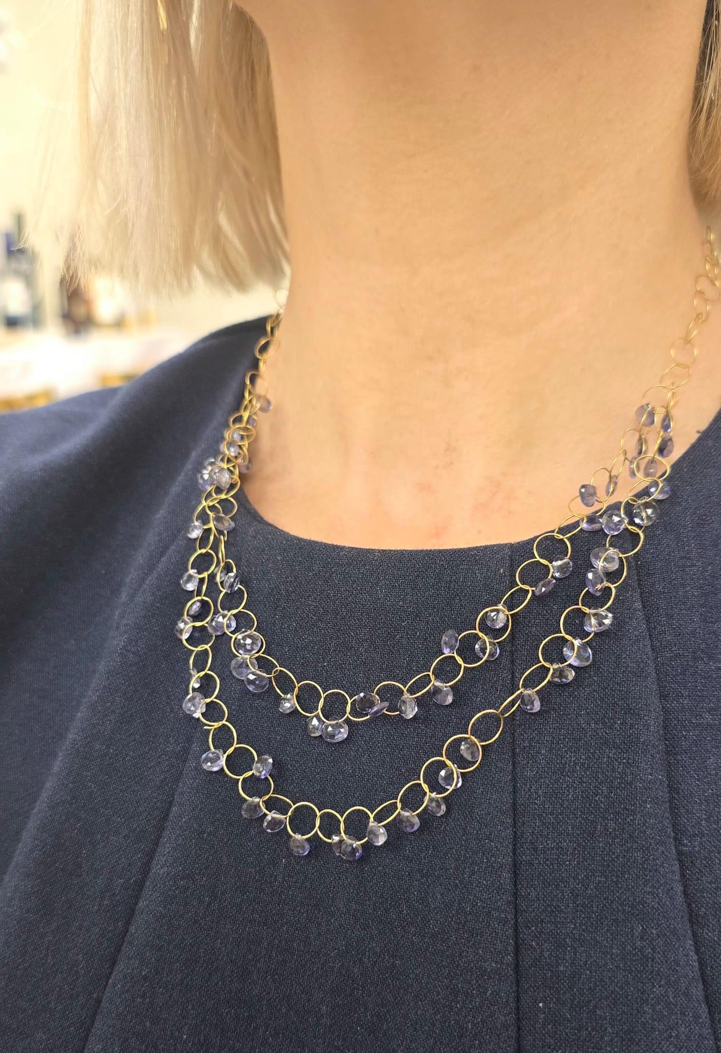 Diana M. Oro amarillo de 18 quilates 50 CT. Collar de amatista en Nuevo estado para la venta en New York, NY