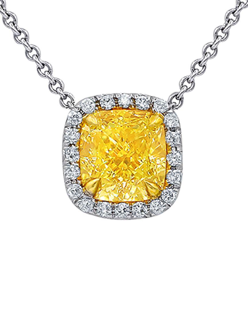 18K YELLOW AND PLATINUM DIAMOND PENDANT FEATURES 1.51 CARAT OF FANCY LIGHT YELLOW CUSHION DIAMOND SI1 CLARITY GIA CERTIFIED # 5171852133, SURROUNDED BY .75 CARATS OF DIAMONDS
Diana M. is a leading supplier of top-quality fine jewelry for over 35