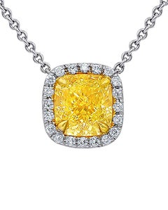 DIANA M. JAUNE 18K  PENDANT FEATURES EN DIAMANT PLATINUM 1,51 ct FANCY LIGHT YELLOW