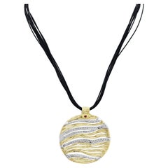 Diana M. 18kt Diamond Pendant 1.50 cts Circle Design On Black Rope