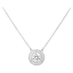 Diana M 18 kt Diamond Pendant with  J-SI2 surrounded with double halo 2.02 ct