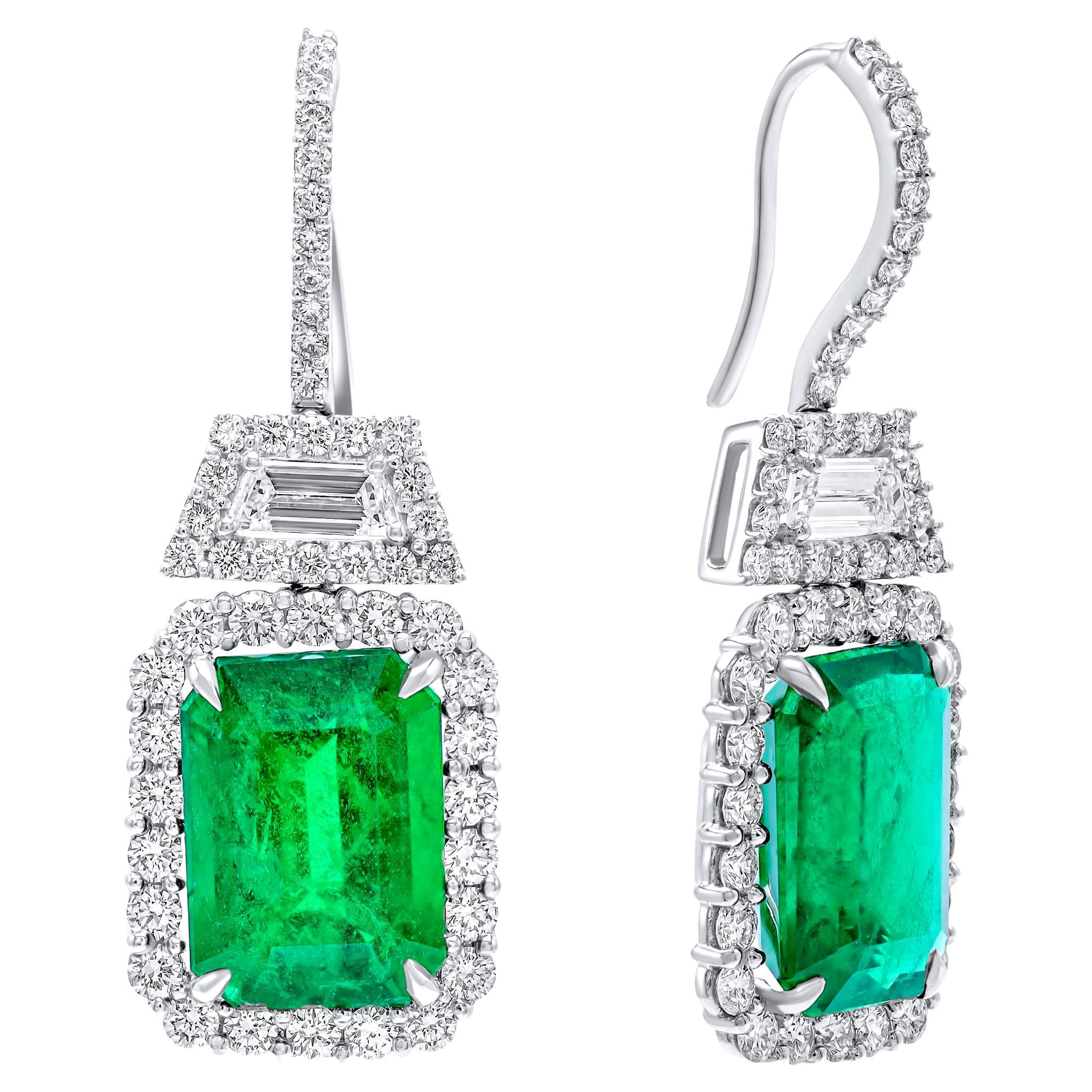 Diana M. 18kt Emerald and Diamond Earrings 15.71ct Emeralds 3.60cts of Diamonds  For Sale