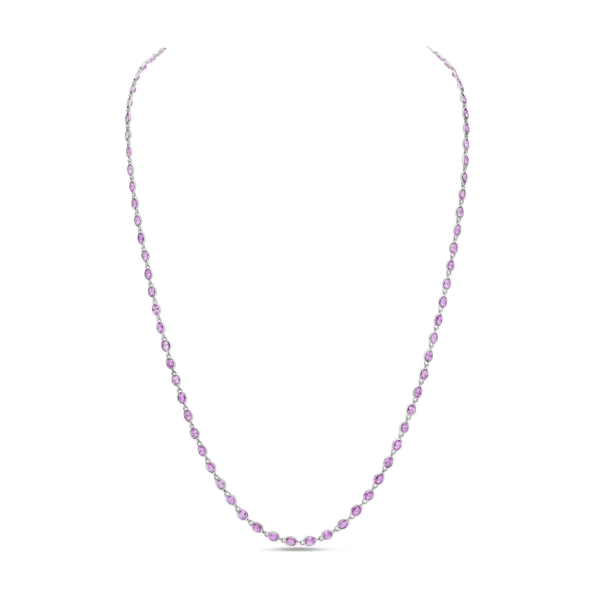 Diana M 18kt Gold Oval 101,98Kt Rosa Saphir Halskette im Angebot 4