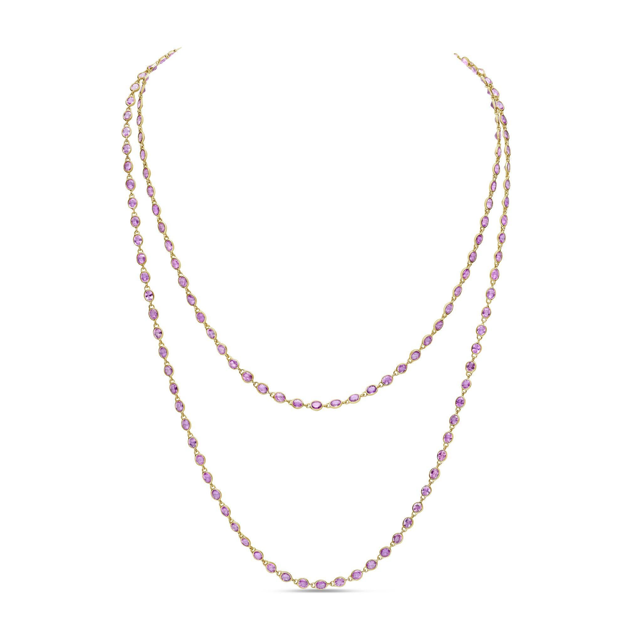 Diana M 18kt Gold Oval 101,98Kt Rosa Saphir Halskette im Zustand „Neu“ im Angebot in New York, NY