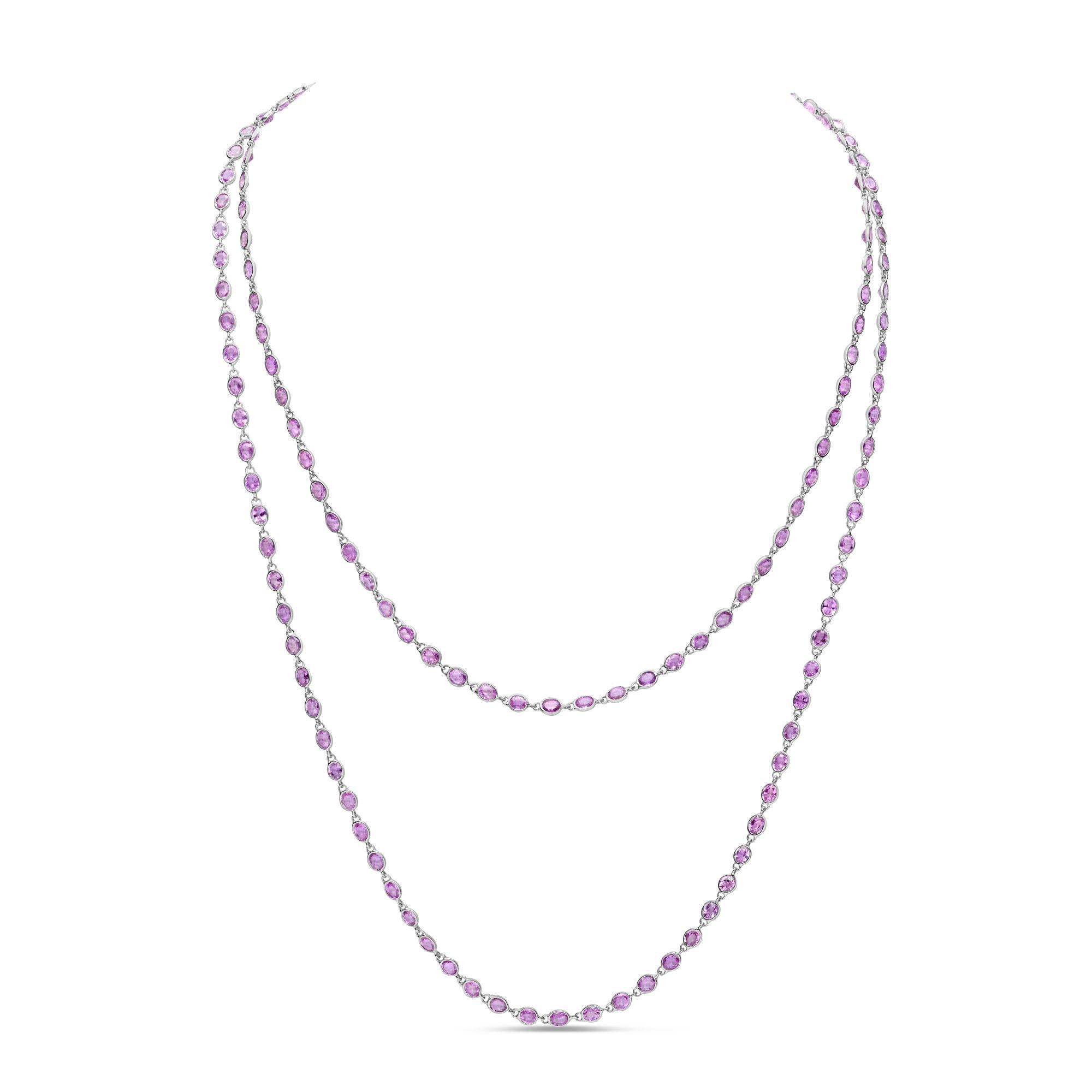 Diana M 18kt Gold Oval 101,98Kt Rosa Saphir Halskette im Angebot 1