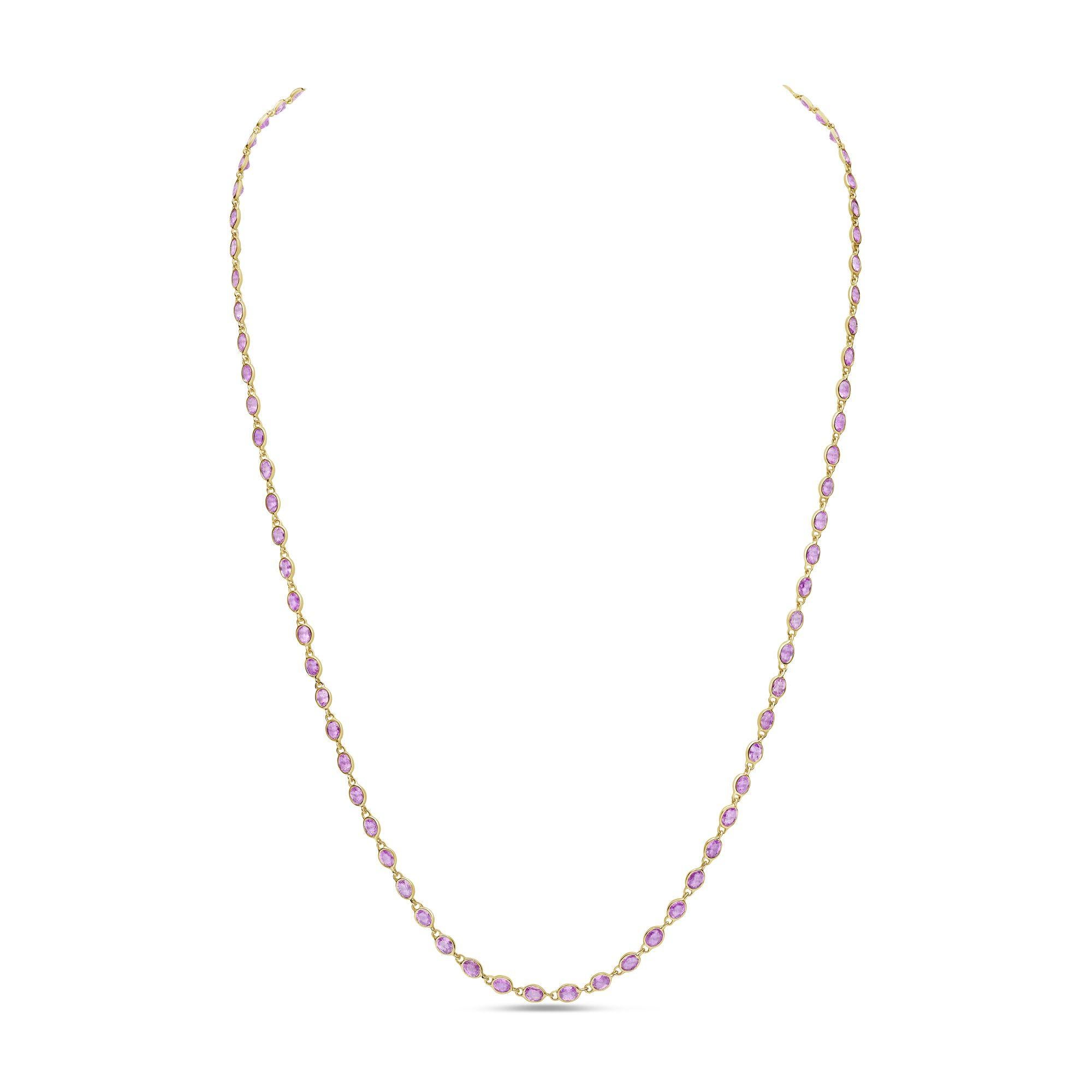 Diana M 18kt Gold Oval 101,98Kt Rosa Saphir Halskette im Angebot 2