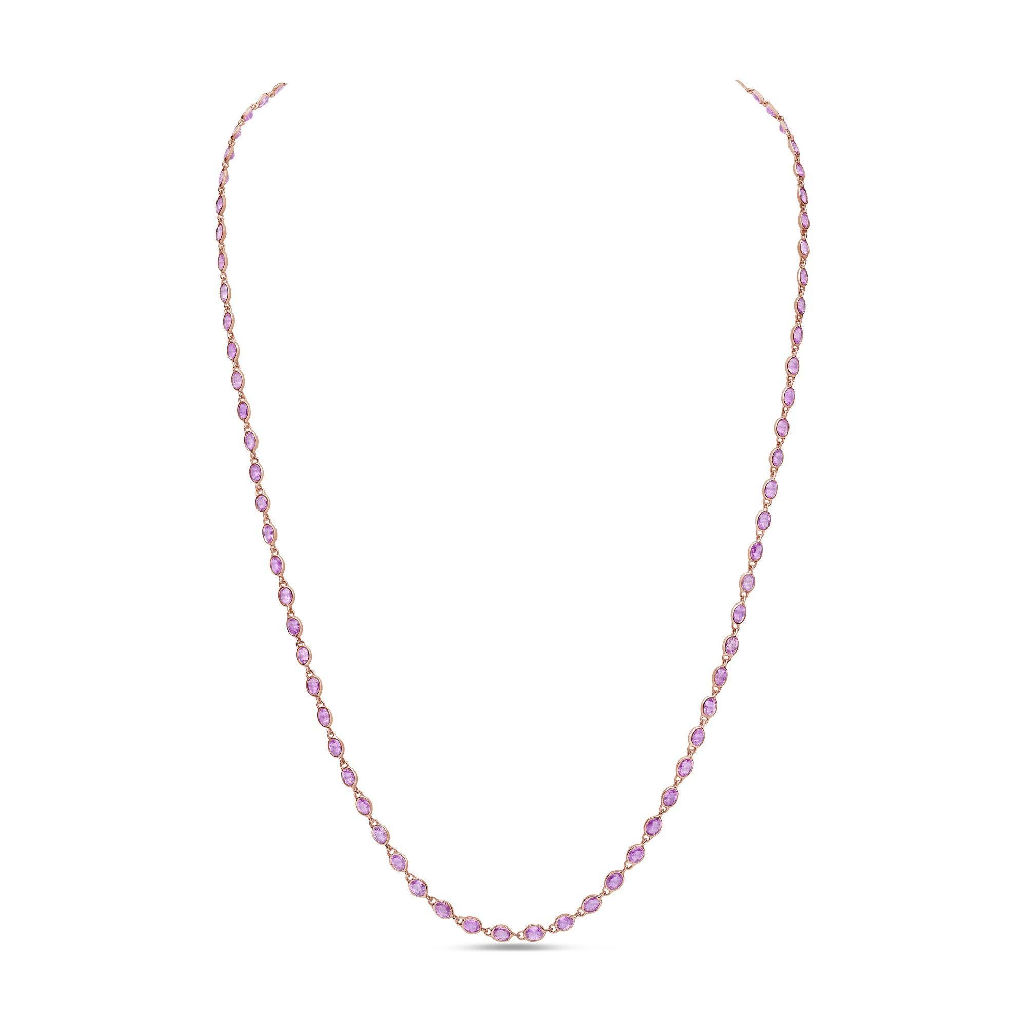 Diana M 18kt Gold Oval 101,98Kt Rosa Saphir Halskette im Angebot 3