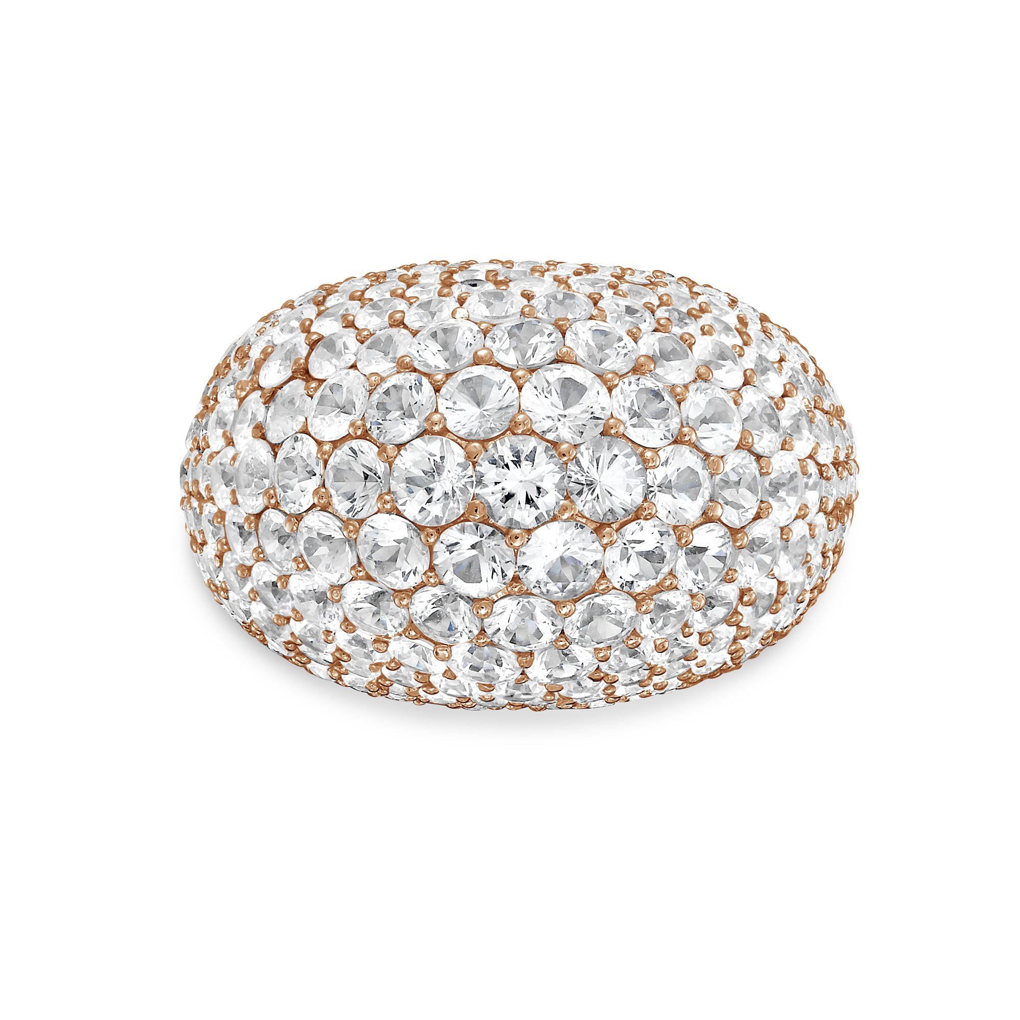 18kt white, yellow and rose gold 9.90 carat round white sapphire dome ring. 
Diana M. is a leading supplier of top-quality fine jewelry for over 35 years.
Diana M is one-stop shop for all your jewelry shopping, carrying line of diamond rings,