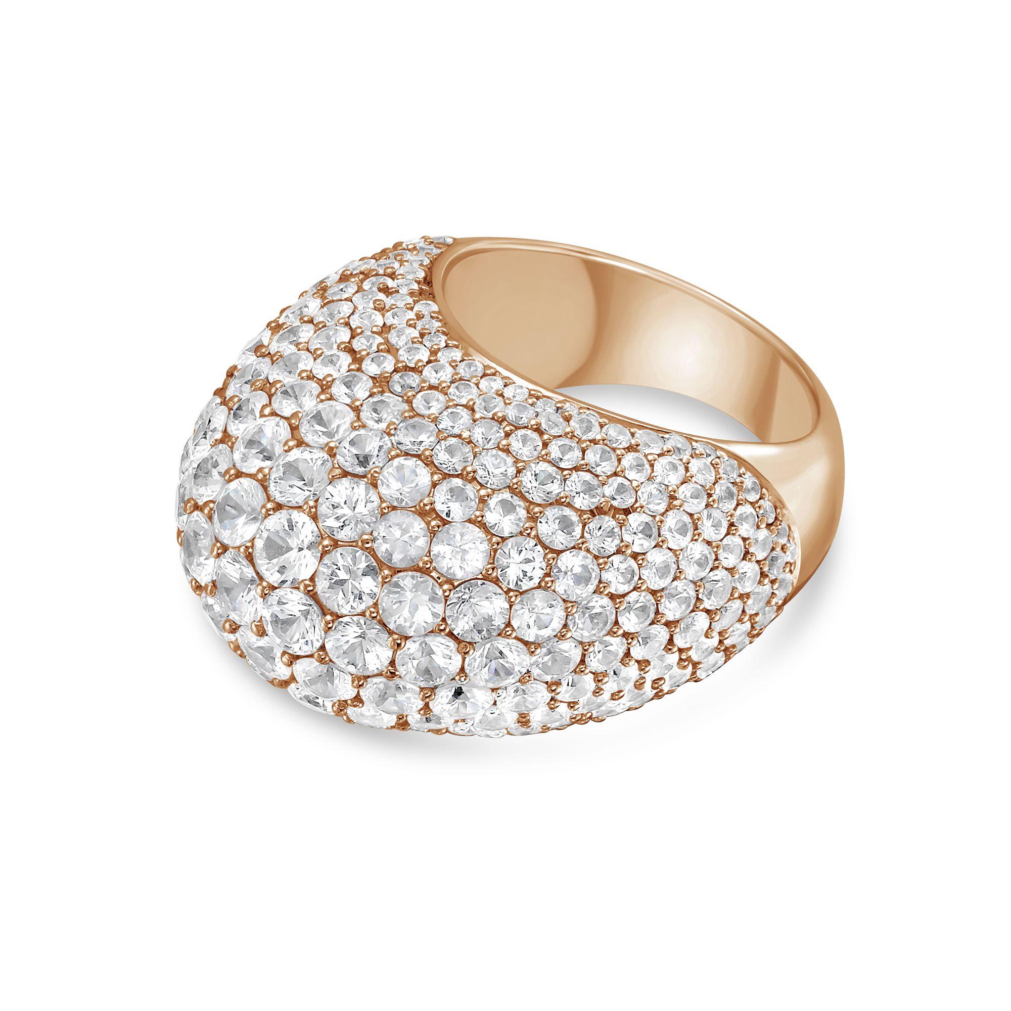 Modern Diana M 18kt Gold White Sapphire Dome Ring For Sale