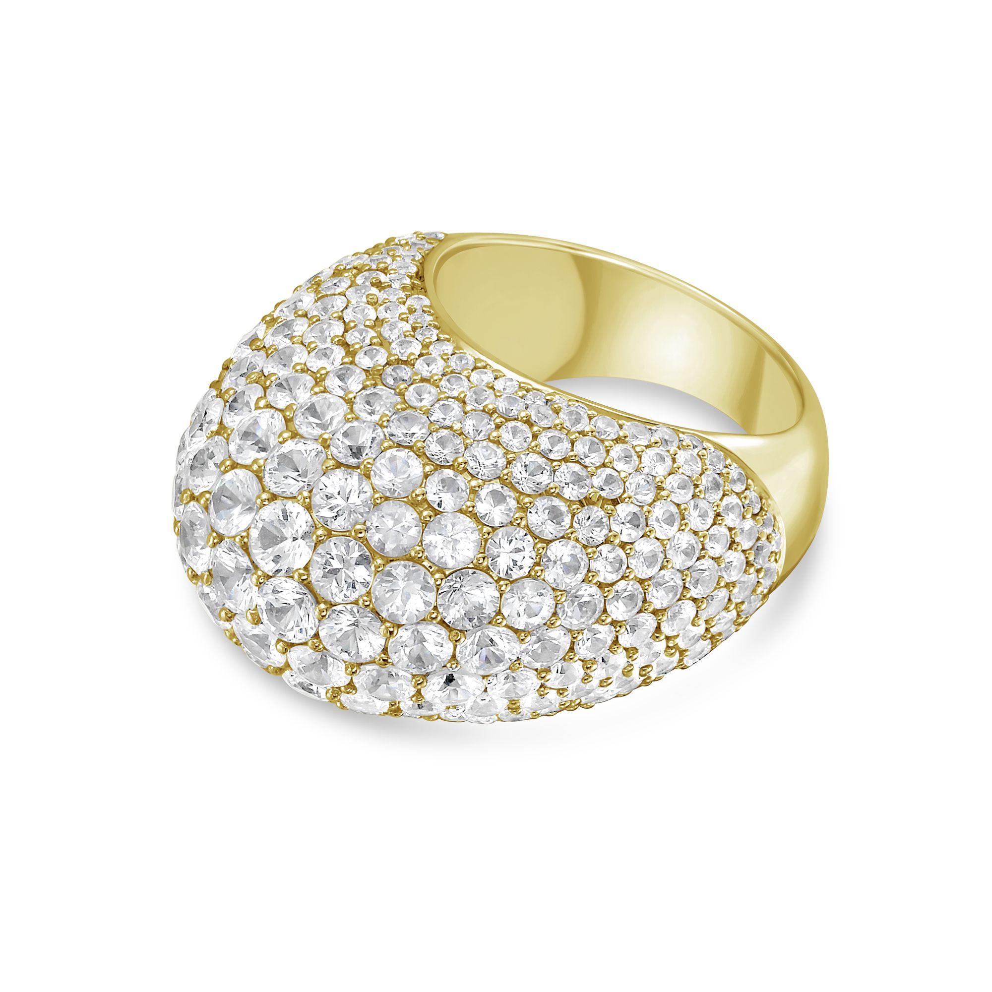 Diana M 18kt Gold White Sapphire Dome Ring For Sale 2