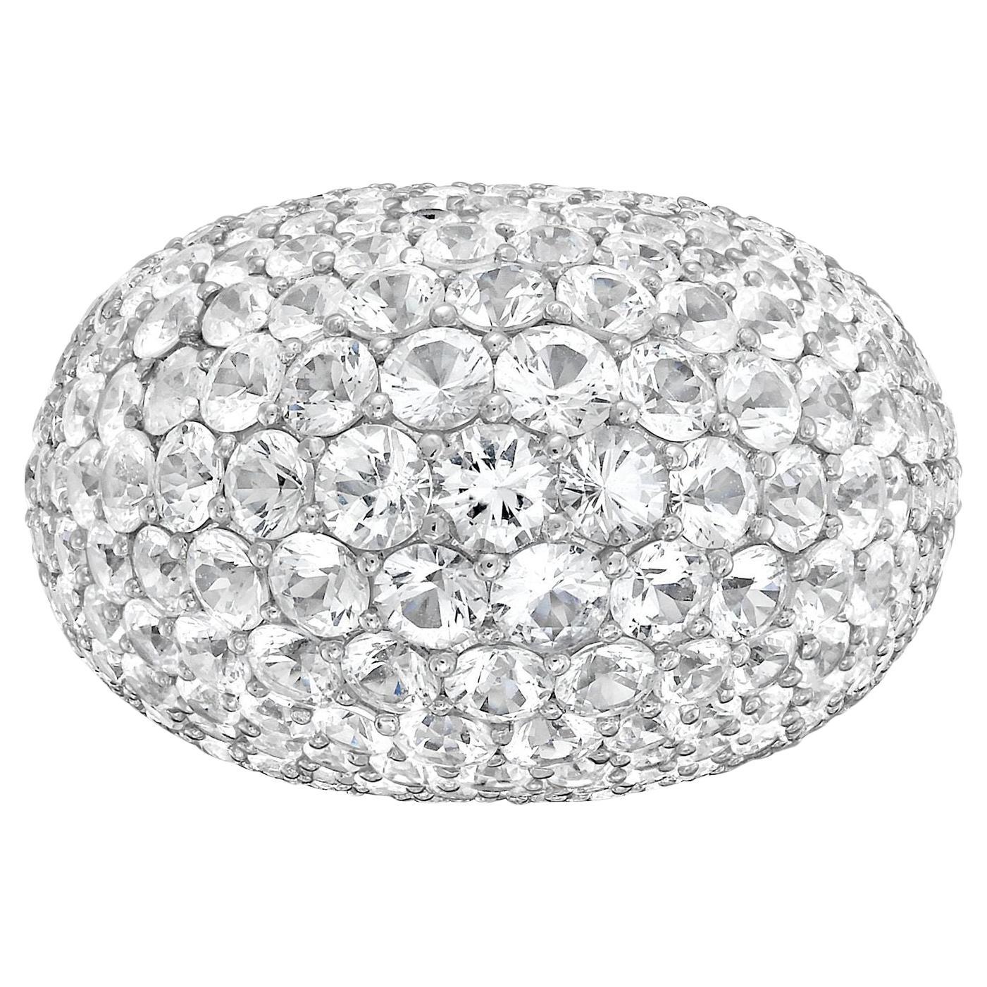 Diana M 18kt Gold White Sapphire Dome Ring For Sale