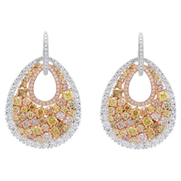 Diana M 18kt Magnificent Multi Color Diamond Earring With 11.50ct multi Diamond  For Sale