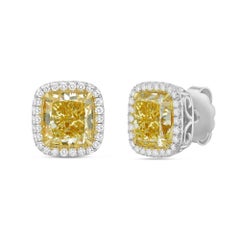 Diana M. 18KT Platinum Diamond studs, features 4.00 + 4.02ct  FY-VS1 GIA