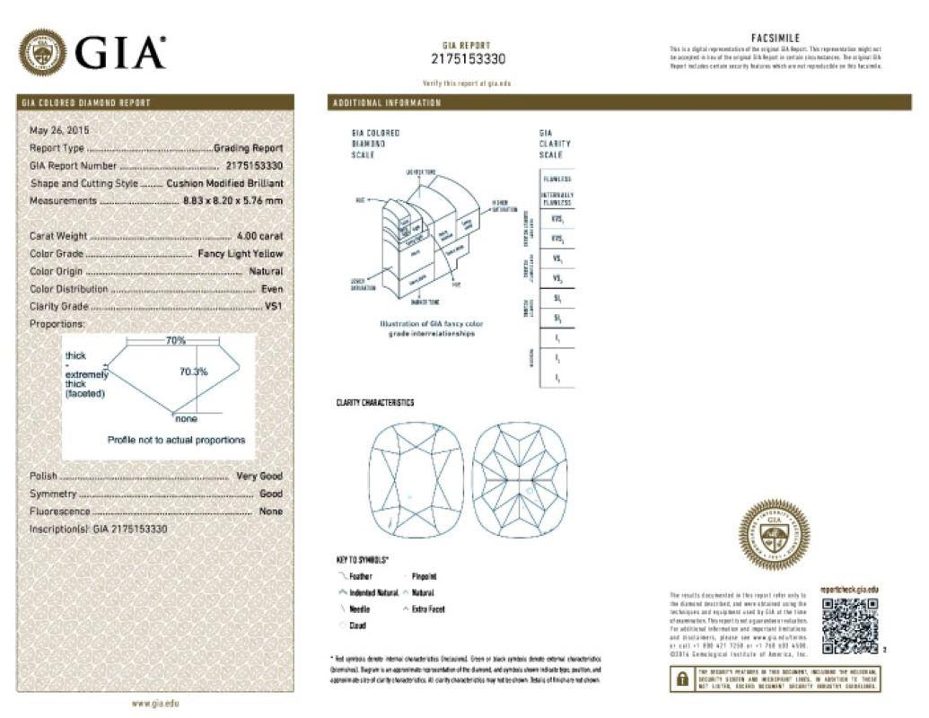Diana M. 18KT Platino Diamantes, características 4.00 + 4.02ct  FY-VS1 GIA Moderno en venta