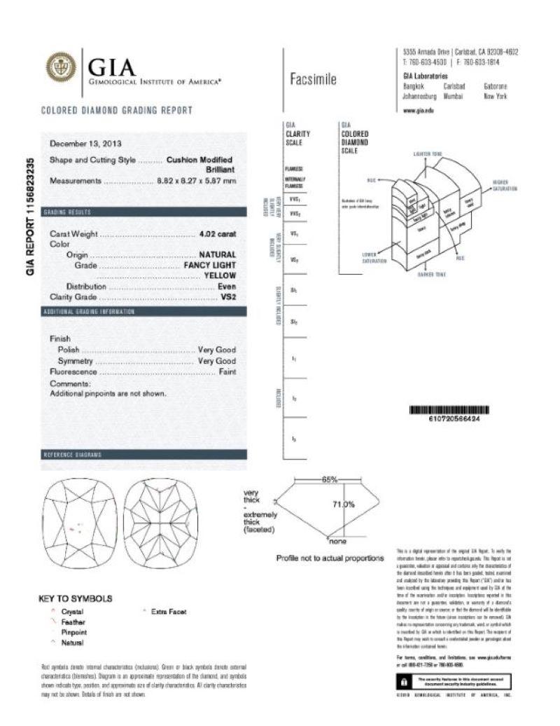 Diana M. 18KT Platino Diamantes, características 4.00 + 4.02ct  FY-VS1 GIA Corte radiante en venta