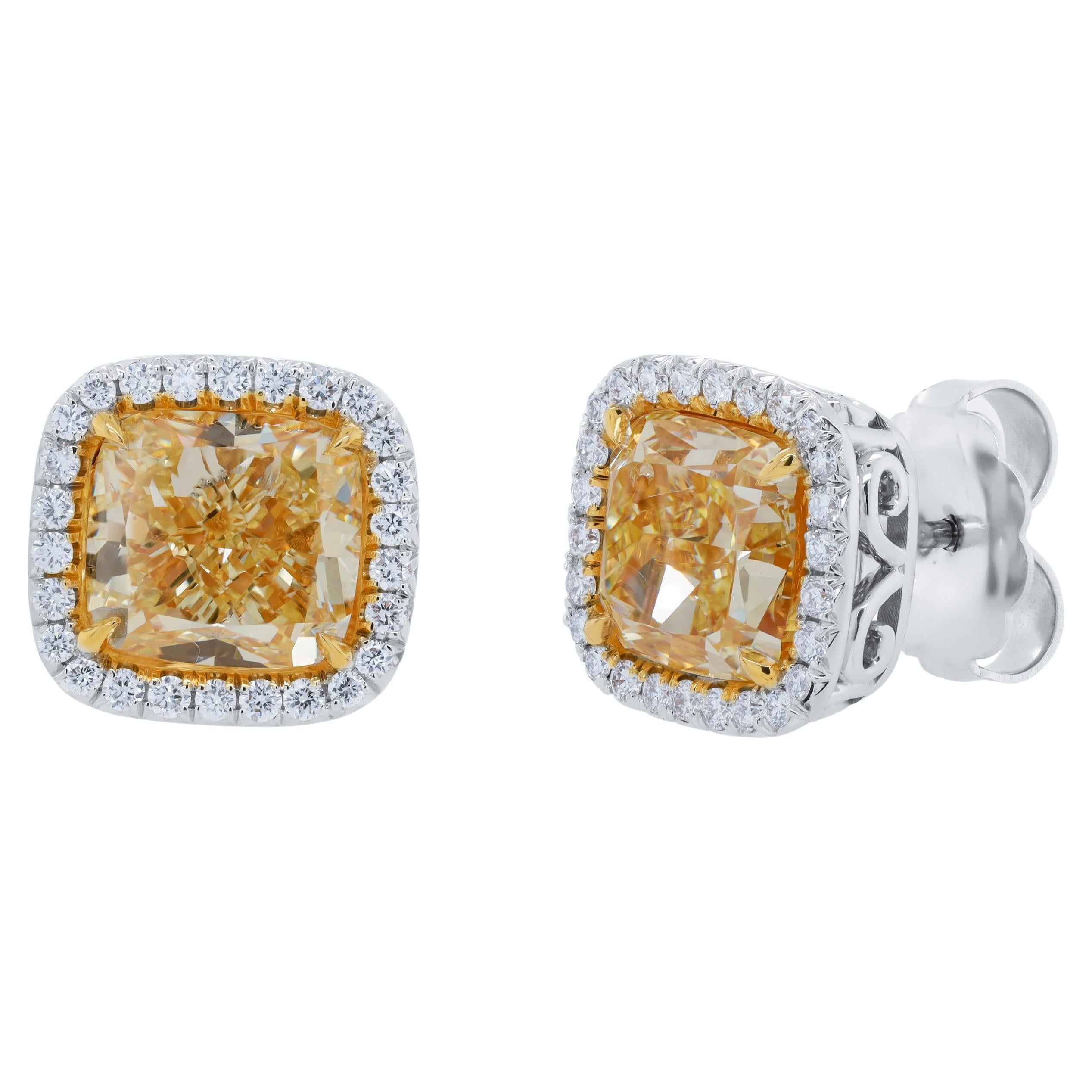 Diana M. 18KT Platinum Diamond studs, features 4.00 + 4.02ct  FY-VS1 GIA For Sale