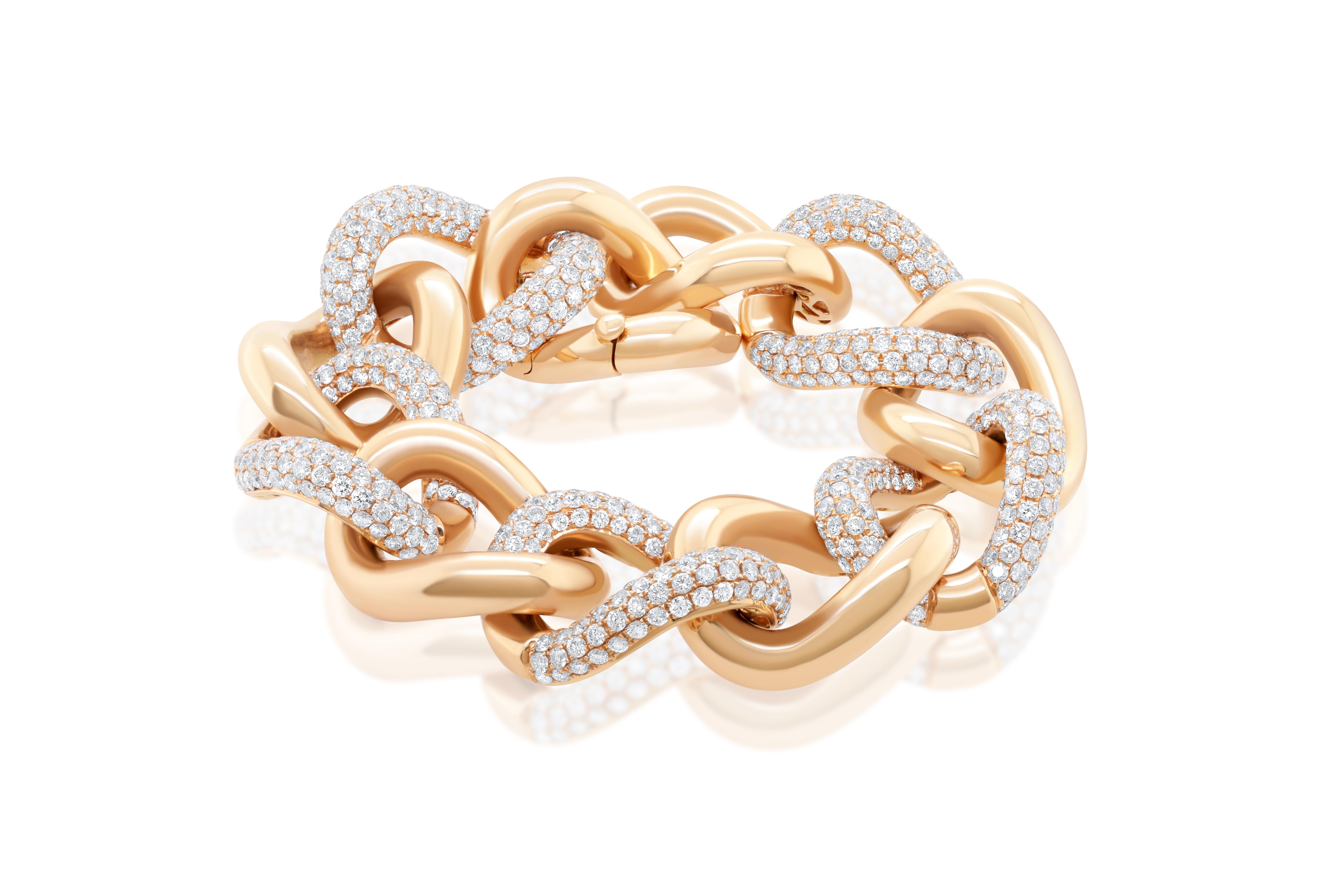 Moderne A&M. Bracelet en or rose 18kt contenant 22,00 cts de diamants. en vente