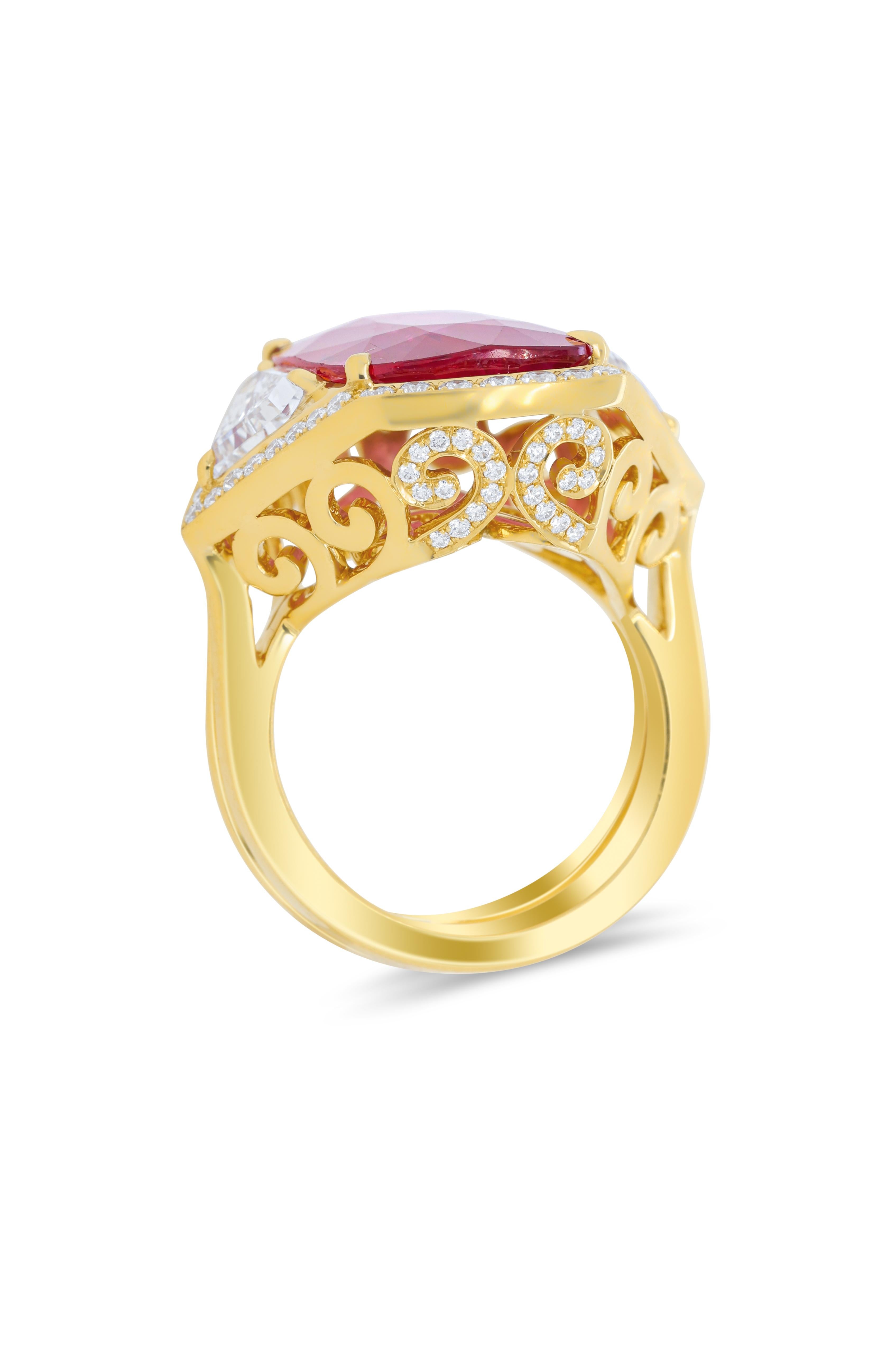Oval Cut Diana M. 18kt Ruby Ring 10.01cts Certified By GRS Pigeon Blood Red  For Sale