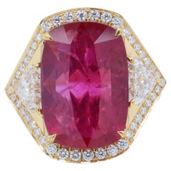 Diana M. Custom 18kt Ruby Ring 10.01ct Certified By GRS