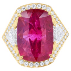 Diana M. Custom 18kt Ruby Ring 10.01ct Certified By GRS