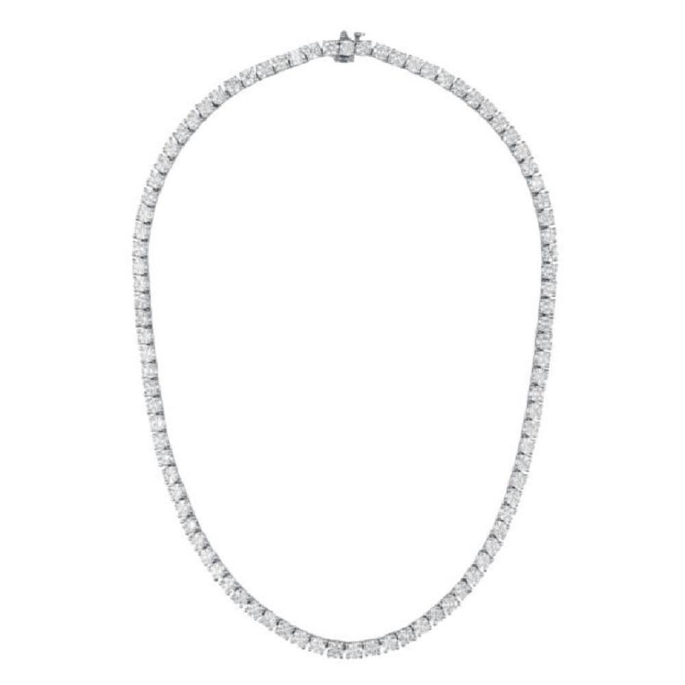 Modern Diana M. 18kt straight line tennis necklace containing 15.25 cts tw 4-prong For Sale